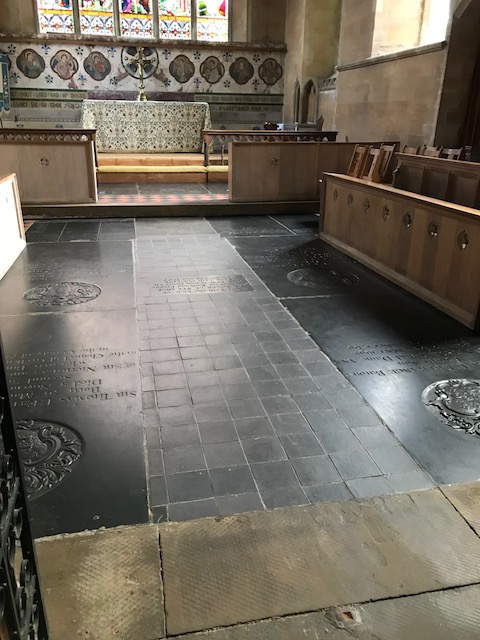 Ledgerstones. Old Hunstanton 1. Chancel no carpet. Alison WM.